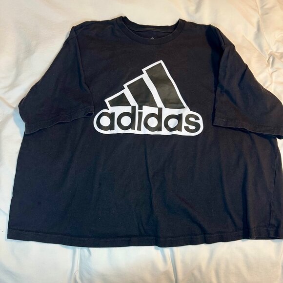 Adidas Essentials Logo Black Boxy Cotton T-Shirt - 1X - Picture 2 of 9